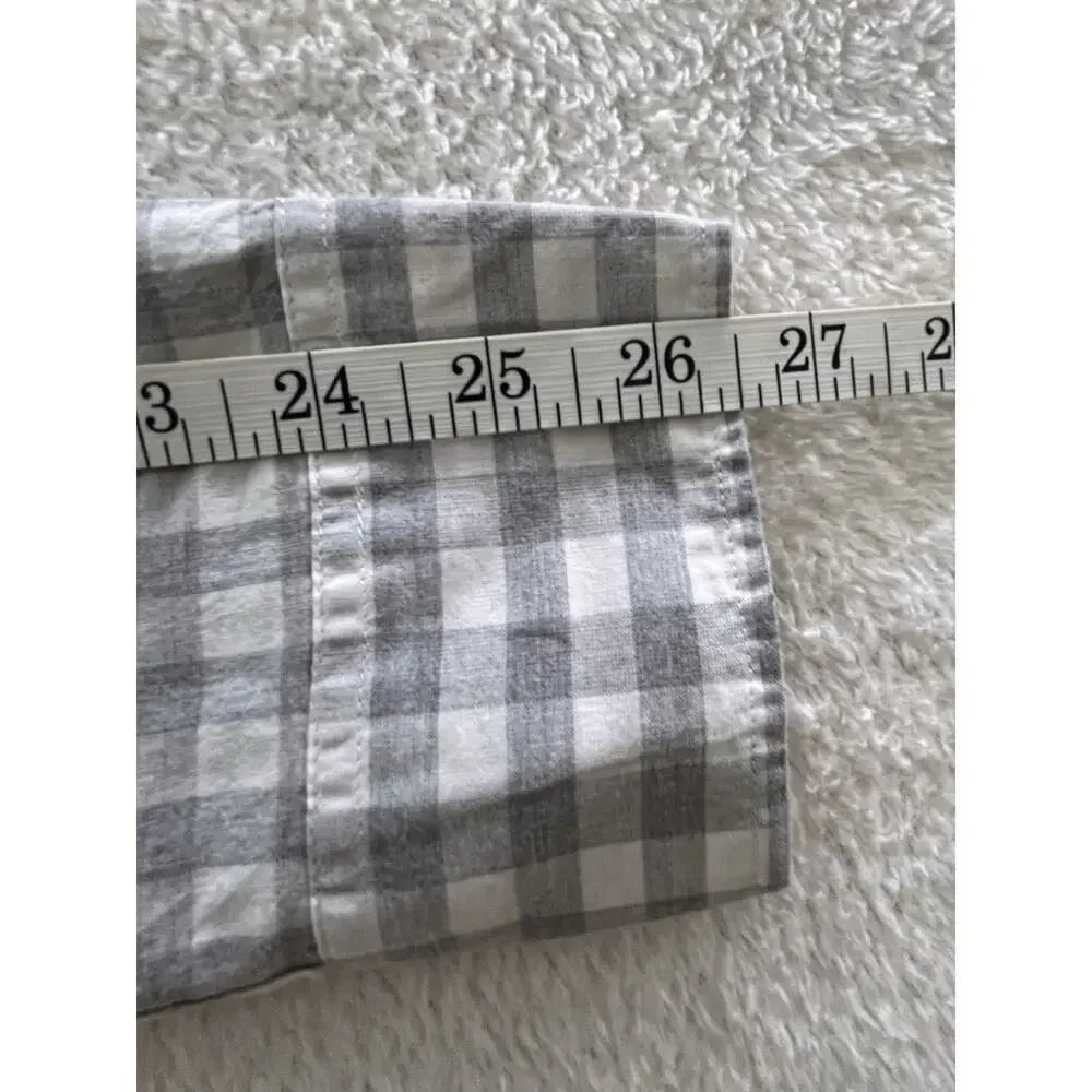 J Crew Organic Cotton Plaid Shirt — Small — Gray & White Check